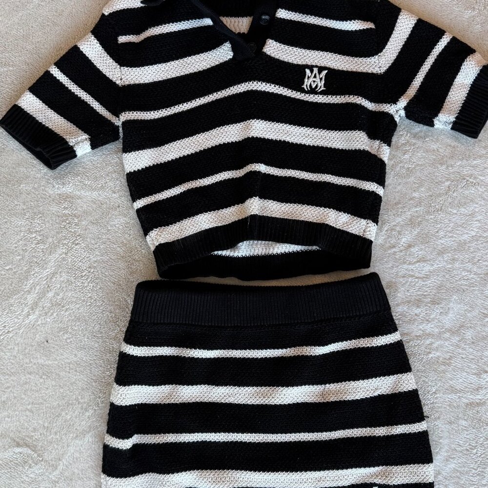 Amiri Women's Navy Striped Set Shirt & Mini Skirt